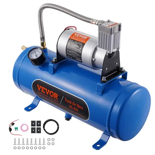 【toolupgrade】VEVOR 12V Air Compressor with Tank 1.6 Gallon/6 L Train Horn Air Compressor120 psi Working Pressure Onboard Air Compressor System for Train Air HornsInflating TiresAir Mattresses