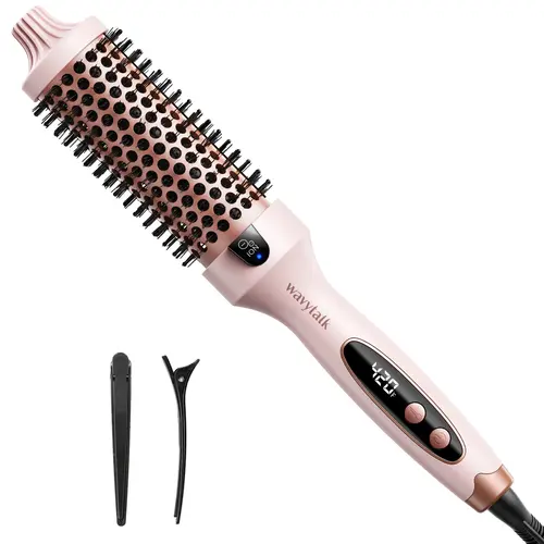 [Live Only] Wavytalk Thermal Brush for Hair Care - 1.5in Heated Round Tool for Thermal Brush Blowout Look, Dual Voltage, Sakura Pink, Tourmaline Ceramic, Negative Ion Tech, 5 Temperature Settings, Less Damage Hair Curlers & Straighteners