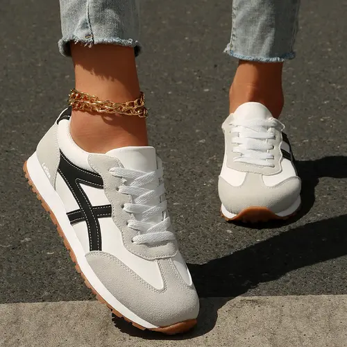 Wide Toe Box Shoes for Women Mircrofiber Suede Patchwork Non-Slip Casual Walking Shoes Comfortable Gym Tennis Running Shoes Workout Womens Fashion Sneakers Springfresh Summer Vibes
