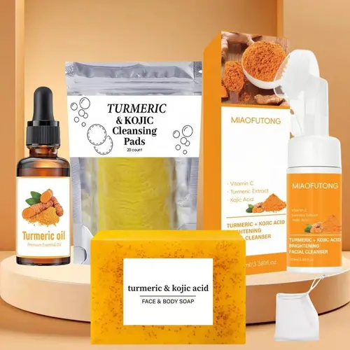 Turmeric Soap & Essential Oil Set,Including 1 Counts Turmeric Soap &1 Counts Essential Oil & 1 CountsSoap Saver, Daily Skin Care Set forMen & Women,sohochic