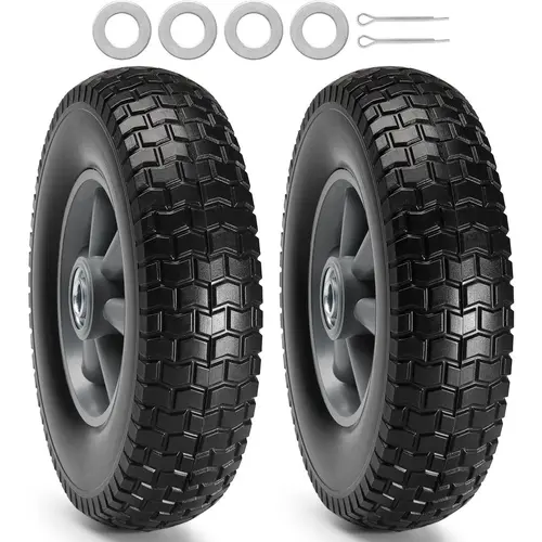 【toolupgrade】VEVOR Solid PU Run-Flat Tubeless Tire Wheel 2-Pack (10", Various Specs) - 180 lbs Dynamic/Static Load, Flat-Free, Replacement for Adult Hand Truck, Towing & Transport Equipment