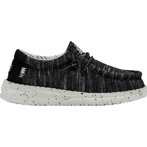 Hey Dude Boys' Wally Slip-On Casual Shoes, Breathable Linen-Blend Footwear with Elastic Laces and Foam Insole, Breathes In Play