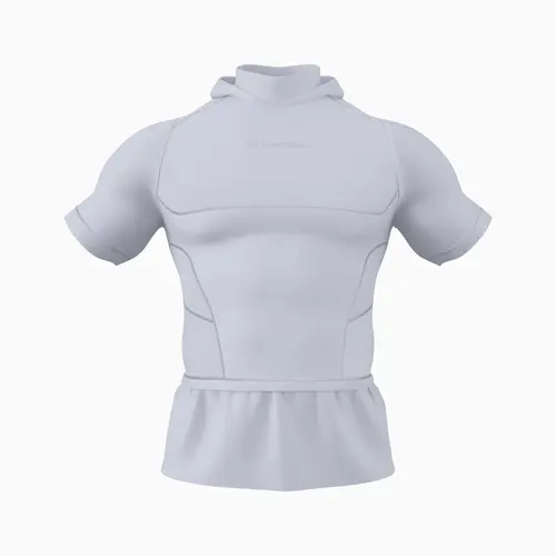 Male Compression Sports Top - Sporty Chic Hooded Short-Sleeve Turtleneck, 88% Polyester-12% Elastane Blend, Tight Fit, Mesh Panels, Warm Turtleneck, Loose Hood, All Seasons Fitness Workout Shirt, Gym Athletic Clothes for Athlete Life