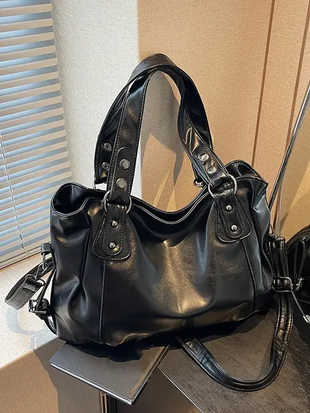 Women's Elegant Solid Color Shoulder Bag, Fashionable Large Capacity Crossbody Handbags for Work & Daily Used, Casual Trendy Versatile High-quality Daily Commuting Bag, Fashionable Unique Bags