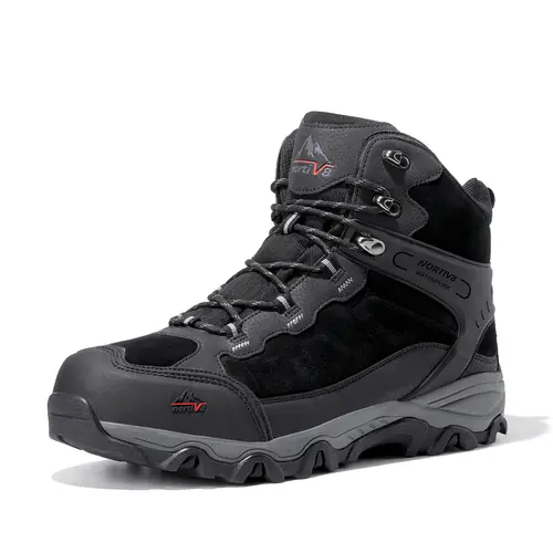 NORTIV 8 Men's Wide Fit Mid-Top Waterproof Suede Hiking Boots - Reinforced, All-Weather Grip, Rugged Rubber Outsole, Anti-Collision Design, All-Season Outdoor Shoes for Camping, Jungle (10.5w, 11w, Wide Feet)