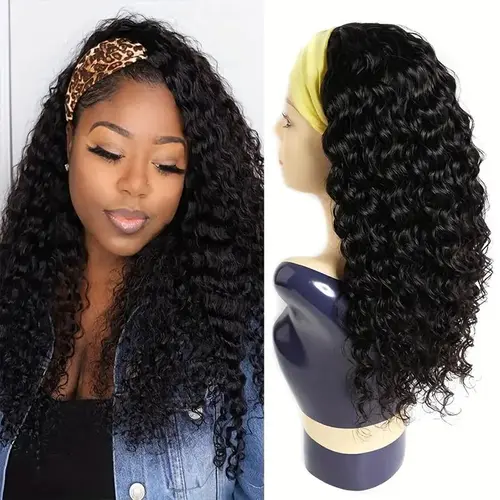 Bling Hair Headband Wig Deep Wave Human Hair For Women Glueless Short Curly Cheap Wig Fall Machine Made Non Lace Brazilian Remy Hair SoHoChic Style #TikTokShopBackToSchool