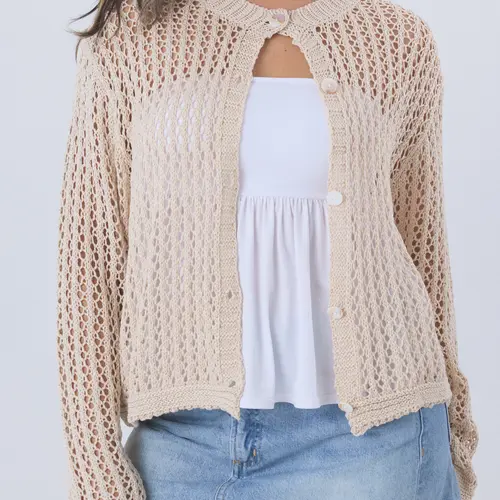 Klassy Crochet Cardigan - Comfortable Fit, Versatile Design, Ideal for Layering, Lightweight Fabric