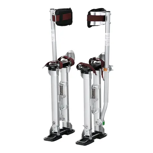【toolupgrade】VEVOR 18-30 Inch Adjustable Height Aluminum Drywall Stilts with Protective Knee Pads, Shock Absorbers, Non-slip Design for Home Decoration, Sheetrock Painting, Taping【Silver】