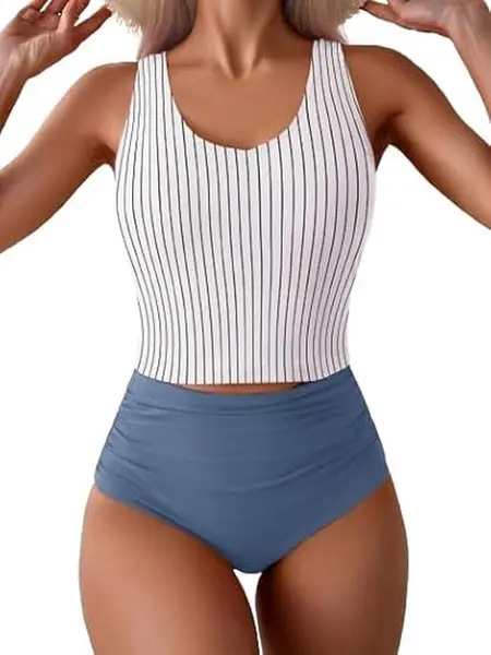 Eomenie Two Piece Tankini Swimsuits for Women Tummy Control Bathing Suits Cutout Back Swim Tank Top with High Waisted Bottom Outdoorfun Tankiniswimsuit Tankiniswimwear Tankinisuit #Deals For You Days, Tankini Tops, Women's Matching Sets