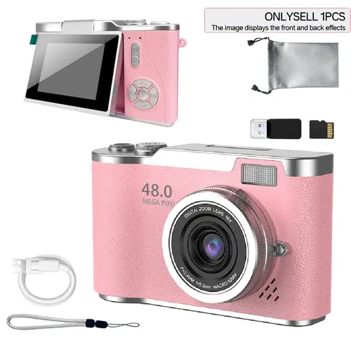 New folding screen retro CCD entry-level digital camera with games and multiple filter functions comes with storage bag and memory card, suitable for students and beginners Photo Camera Point And Shoot Digital Cameras