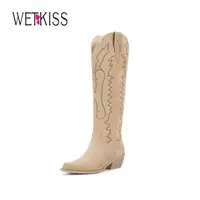 Wetkiss Women Embroidery Cowgirl Cowboy Boots with Zipper Pointed Toe, Knee High Western Retro Vintage Classic Tall Boots for Ladies, Women's Shoes, Women's Boots , #WeeklyDeals #sohochic