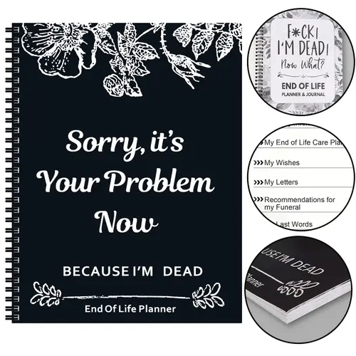 End of Life Planner Binder - Funny 1PC Black Notebook for End of Life Care Plan, Financial Information, Funeral Recommendations, Last Words, Final Wishes & Emergency Arrangements