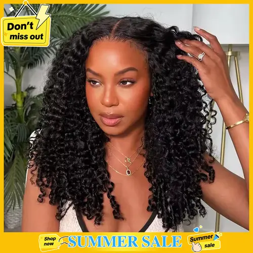 【26“ only $130】Mamushow 3 in 1 Half Wig Burmese Curly 100% Human Virgin Hair Seamless Flip Over Beginner Friendly Glueless Wear & Go Drawstring Clip in Wig Black Color 14-26 Inch 200% Density #SohoChic