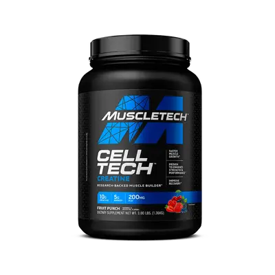 Cell-Tech Creatine Monohydrate Edible Powder, Build Muscle & Recover, Post-Workout Recovery Drink, Fruit Punch or Citrus, 3 lbs, 27 Servings, for Men & Women