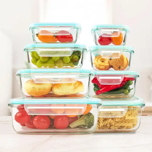 8-Pack Premium Multi-Size Glass Kitchen Storage Containers Set - Airtight BPA-Free Silicone Lids, Stain-Resistant, Easy-Clean, Stackable, Freshness-Maintaining - Microwave, Oven, Freezer, Dishwasher Safe for Meal Prep, Fridge Organization, Food Hacks,soho