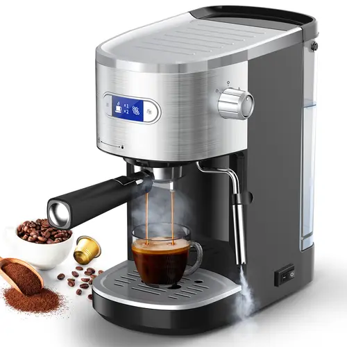COWSAR 20-Bar Semi-Automatic Espresso Machine - Nespresso Capsule Compatible, 45oz Removable Water Tank, 1350W, Milk Frother Steam Wand, Coffee Oil Extraction, Compact Yet Powerful, Home Use for At Home Espresso, Latte Café-Style Drinks, Latte At Home
