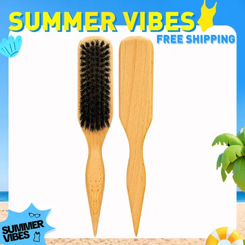 Goiple Detangling Boar Bristle Hairbrush - Normal Soft Medium, All Hair Types, Slick Back for Sleek Ponytail Bun & Smooth Baby Hairs, for Men & Women