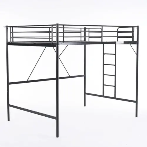 VINGLI Loft Bed Full Size with Flat Rungs for Adults, Kids and Young Teens, No Box Spring Required,Heavy Duty Metal Slat Support,sohochic