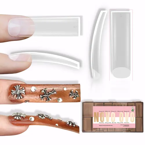 NOVO OVO  Extra Thick Clear False Nails Press on, Full Or Half Cover Soft Gel Extension Fake Nail Acrylic for DIY 【No Glue Or UV Light】, Nail Extensions, Press On Nails, Beauty Products,sohochic