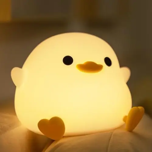COOLGIFT MART Adorable Duck Silicone Night Light, Soft LED USB Rechargeable Bedside Lamp, Safe Cozy Lights for Kids' Whimsy Aesthetic Room Decor, Ideal Christmas Birthday Gifts for Home Indoor Lighting