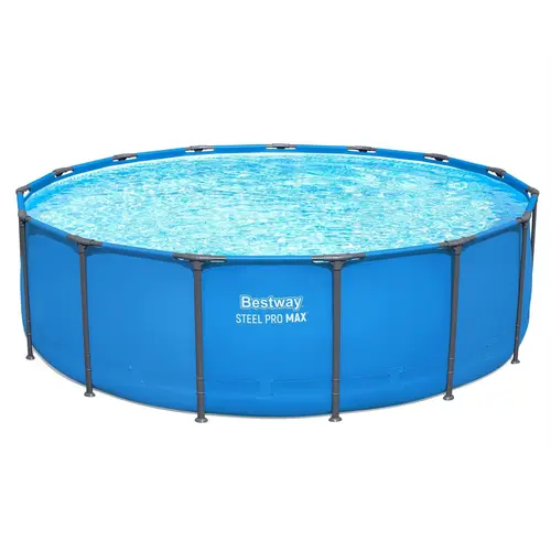 Bestway Steel Pro MAX Round Above Ground Pool, Blue (15 Ft | 14 Ft | 12 Ft | Size Options)