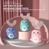 Kids Electric Toothbrush for Children, U-Shaped Automatic Toothbrush with 2 U-Shaped & 2 Standard Brush Heads, Soft Silicone Bristles, Waterproof, Ages 2-14