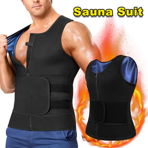 CATTIBOR Men's Polyester Sauna Wear Shape-Hold Vest - Slim-Fit Breathable Sportswear Underwear for Fitness Gym Workout Sleeveless Tank Top