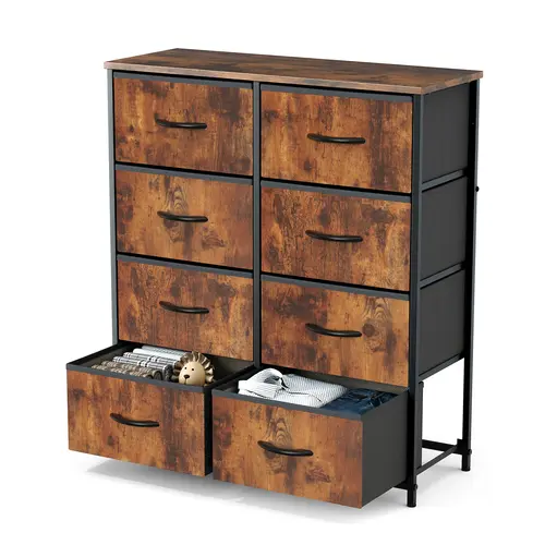 【Deal】Sweetcrispy 8-Drawer Fabric Dresser - Wood Frame Single Unit with German Install, Multi-Functional Chest for Bedroom Clothes Stay Tidy, Kitchen Use
