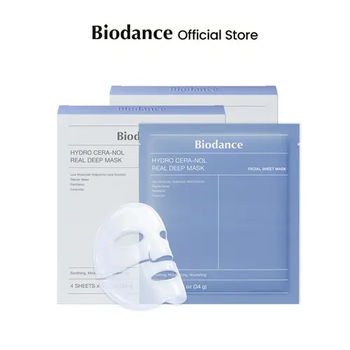 [Biodance Offcial] Ceranol Hydrogel Cera-nol Real Deep Mask | Overnight Hydrogel Mask, Soothing, Moisturizing, Nourishing, Hyaluronic Acid, Sensitive Skin Repair, Moisture,  Skin Barrier Care Mask, 34g * 8ea Facial Mask Sheet