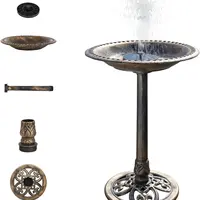 VINGLI 28-in Antique Copper Solar Fountain Bird Bath - Outdoor Weather-Resistant Resin Pedestal with Floral Accents, Vintage Finish, Spray Function, Stakes - Lightweight Easy-Use Courtyard Garden Decor,sohochic