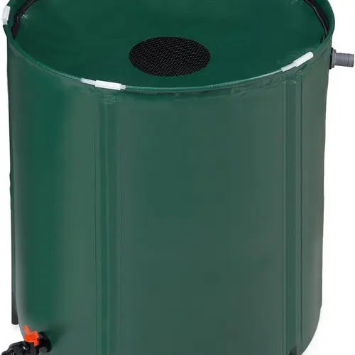 VINGLI 50 Gal Collapsible Rain Barrel Garden Accessories, Portable Water Storage Tank with Filter, Spigot, Overflow Kit for Downspout Rainwater Collection System