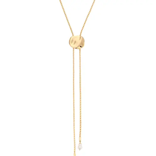 Ettika Liquid Luxe Adjustable Bolo Necklace 18K Gold Plated Elegant Slide Necklace for Women, 16.5" Comfortable Everyday Wear Jewelry