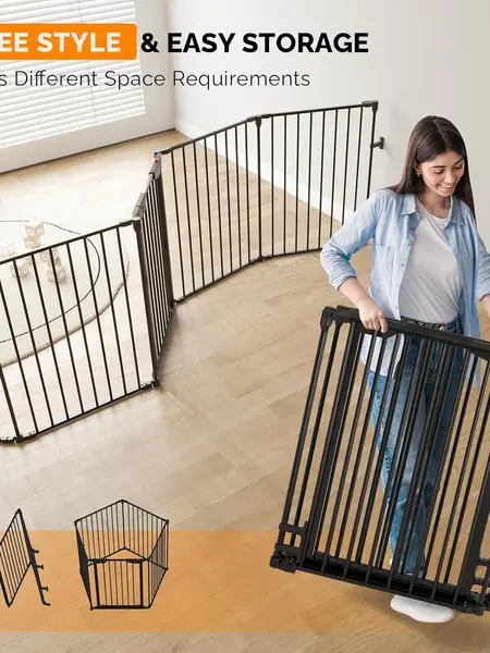 VINGLI Configurable Walk-Through Toddler Safety Gate - Adjustable Metal Barrier, Safety Fences for Pets, Ideal for Stairs, Doorways,sohochic