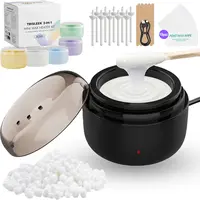 Nose Wax Kit - Portable Warmer with Wax Beans, 6 Nose Sticks, Applicators, Silicone Pots for Home Facial Lip Eyebrow Body Hair Removal, Wipes for Women Men