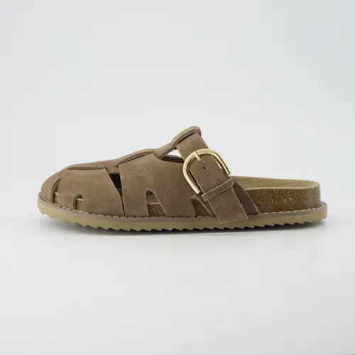 Cushionaire Benson Fisherman Sandals For Women | Suede Slip On Closed Toe Clogs With Supportive Cork Footbed | Stylish Everyday Clogs For Casual Outfits
