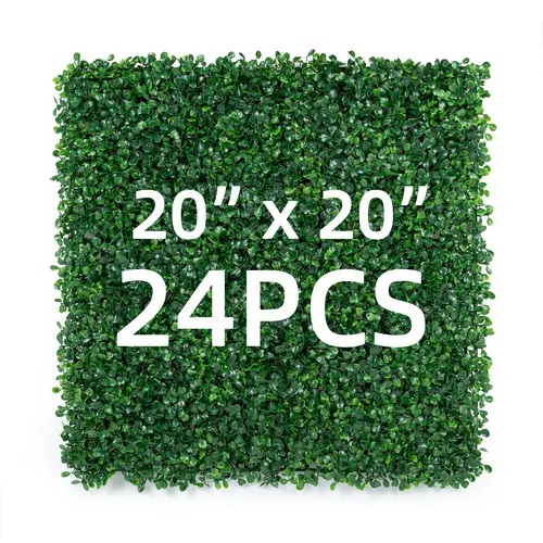 [Summer Vibes] Kerilyn 12/24 Pieces 20"x 20" Artificial Boxwood Panel, Grass Wall Panel, Boxwood Hedge Wall Panels UV Protected Suitable for Artificial Green Wall Decor, Fence Garden Wedding Backyard Decor