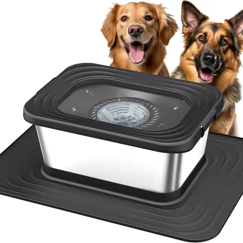 UPSKY Heavy Duty Stainless Steel 10L (2.6Gal)/7L (1.8Gal) Dog Water Bowl, Anti Splash No Spill for Large Breed Messy Drinkers, Non-Slip Silicone Rim, Wear Resistant Machine Washable Pet Water Feeder Indoor Outdoor,back to school