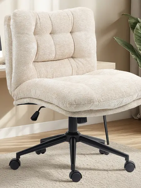Summervibes Dowinx Criss Cross Chair with Wheels, Premium Fabric Morden Home Vanity Chair Wide Seat，DualLayer Thickened Cushion