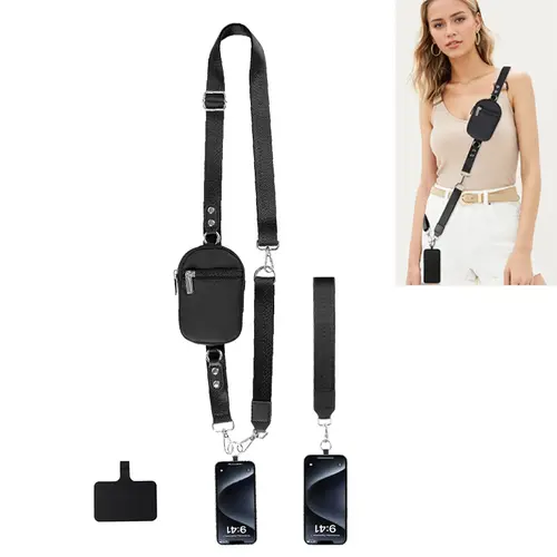 Adjustable Mobile Phone Lanyard Crossbody Neck Strap with Wallet & Clip-On Go Strap, Universal Cellphone Accessory for Travel & Running, Ideal Mother's Day Gift