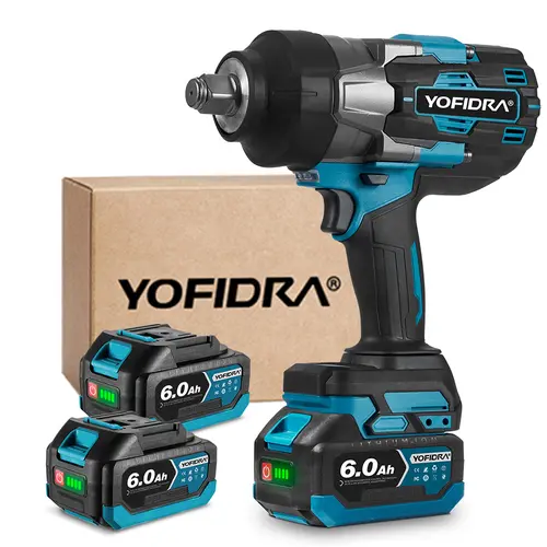 Yofidra Heavy Duty Brushless Impact Wrench, 1700 N.m Torque, 3 Gears, 1/2 Inch Chuck, 2 x 3000 mAh Rechargeable Lithium Batteries with Charger, LED Work Light, for Car Repair & Heavy Work Power Tools,toolupgrade