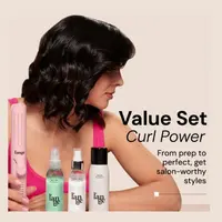 L'ANGE HAIR - Curl Power Value Set - Le Duo 2-in-1 360° Airflow Titanium Curling & Straightening Tool, Salt + Sea Texturizing Spray (4oz), Thermal Magique Heat & Humidity Tamer (4oz)
