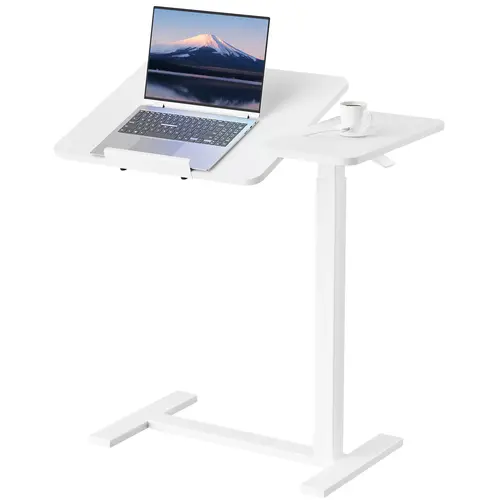 Sweetcrispy Adjustable Rolling Overbed Table with Wheels - Furniture, Hospital-Home Use Rolls Bedside Nightstand, Adjustable Tabletop Bedroom Furniture, Mobile Laptop Desk