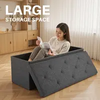 Sweetcrispy 【NEW COLOR】Multifunctional Folding Storage Ottoman Bench, Footstool with Storage, Padded Seat for Lounging, 35 Gal/154L Organization Chest (Holds Up to 660 lb) Living Room Furniture (35 Gal Hides Daily Clutter)