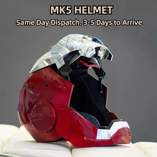 Iron Hero 1:1 Wearable Helmet - Voice, Touch, and Remote Control with LED Eyes, Realistic Sound Effects, Perfect for Cosplay, Display, and Collectible Figures for Man and Teen，Silver