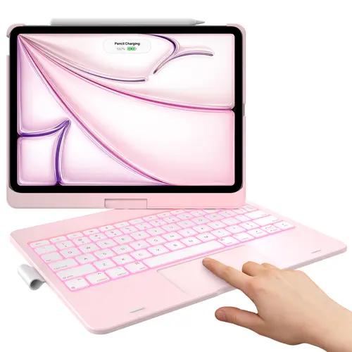TypeCase Smart Tablet Cover with Touch Keyboard & Multi-Touch Trackpad - 11-Color Backlight, 360°-Rotatable Tech Accessory for iPad Air (M3/M2, 2025/2024; 5th/4th Gen) & iPad Pro 11 (4th/3rd/2nd/1st Gen)