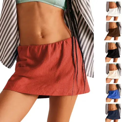 SCUSTY Summer Trend Reversible Cotton Skorts Casual Cute Flip-Design A-Line Mini Skirts with Ruffle Inner Waistband