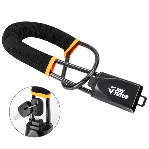 JOYTUTUS Heavy-Duty Anti-Theft Steering Wheel Lock with 3 Wheel Lock Keys - 5mm Steel Wire Cable, Long Cable for Tight Fit, Bright Deterrent, Universal, Quick Installation, Durable, Auto Accessories for Cars, Trucks, SUVs,toolupgrade