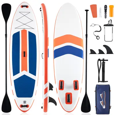Premium Inflatable Stand Up Paddle Board, 2-in-1 Paddle, Wide Stable Design, Non-Slip Comfort Deck, PVC Construction, Supports 400lbs for Adults