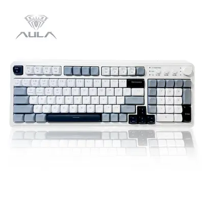 AULA S99 Wireless RGB Lighted Gaming Keyboard - 2.4GHz/Bluetooth/USB-C, Creamy Retro Colorful Design, Media Knob, Number Pad, PC Accessories, Gamer Stuff, Cool Gadgets for Adults