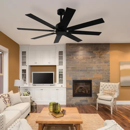 FUFU&GAGA 65" Indoor Ceiling Fan - No Lights, 8-Wood Blades, Metal Blades, Remote Control, 5 Speed Settings, Reversible Motor Saves Power, Large Span Household Appliance, Dining Room Decor